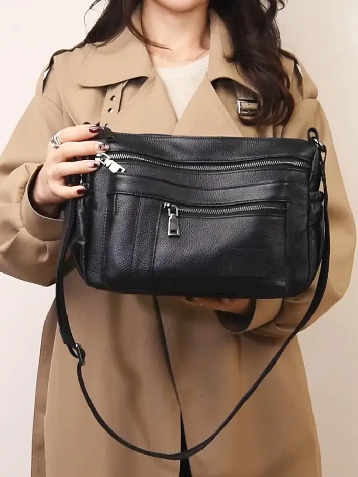 Sac à main pour femme en cuir véritable de haute qualité avec bandoulière amovible