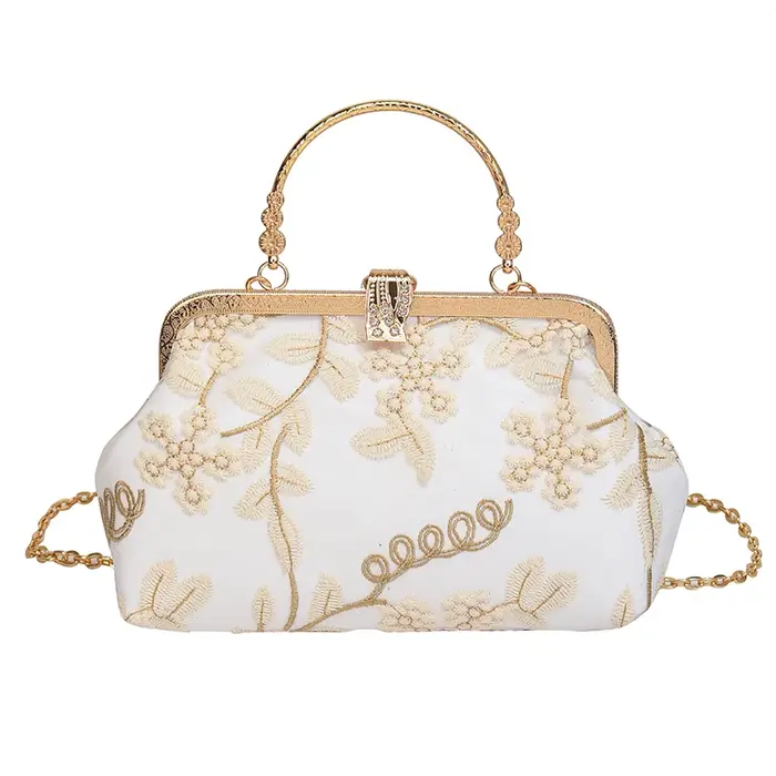 Sacs à main de soirée de style chinois vintage pour femmes, sacs à main de fleurs brodées à la main 
