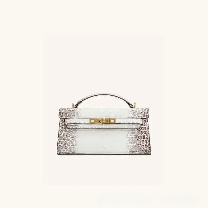 Sac à main carré petit format en cuir à motif crocodile avec boucle de fermeture, sac à bandoulière