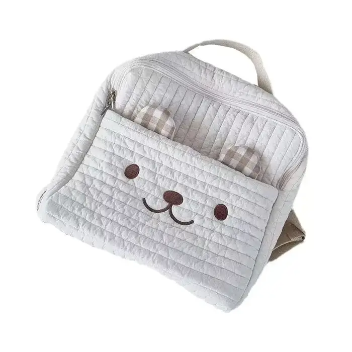 Ins – sac à dos matelassé coréen mignon: broderie d'ours