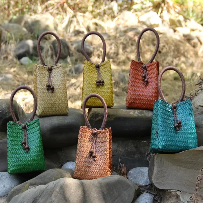 Sac à main en rotin Vintage pour femmes
