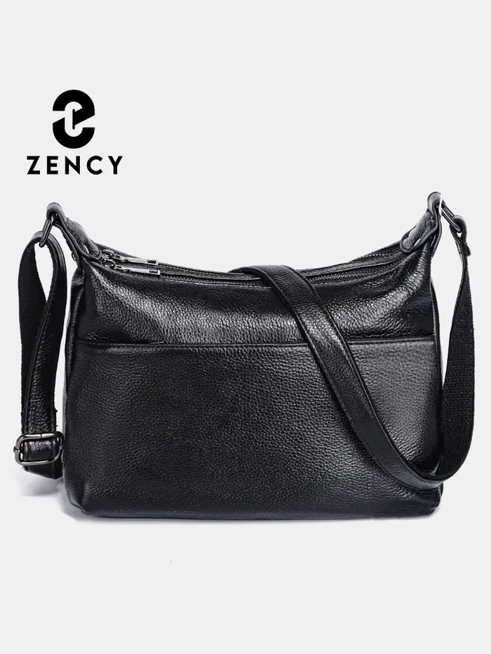 Zency – sac à bandoulière élégant en cuir véritable pour femmes, sacoche tendance pour dames, rouge