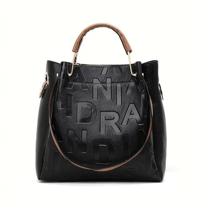 Sac à main pour femme noir haut de gamme en cuir de vache de haute qualité avec grande capacité et i
