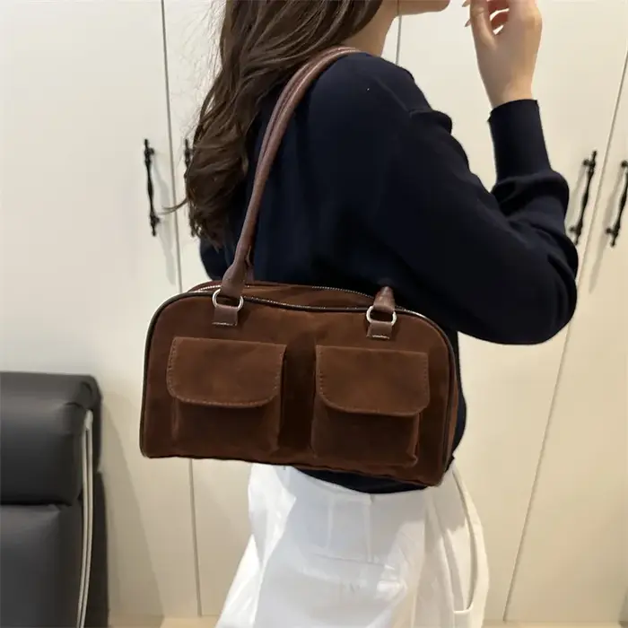 Sacs à bandoulière carrés en daim Vintage pour femmes