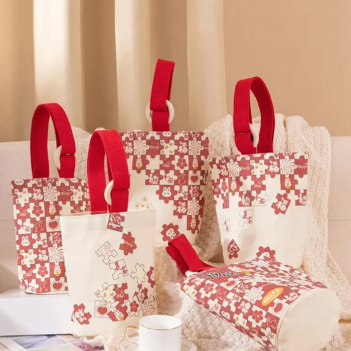 Mini sac à main en toile avec motif de puzzle