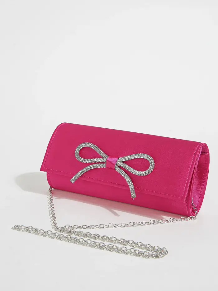 Sac à main de soirée élégant pour femmes, pochette à rabat avec nœud en cristal brillant, pour fête 