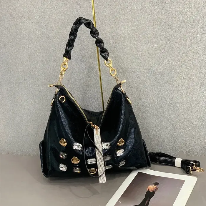 Sac à motif perlé et scintillant tendance - Nouveau style de sac à bandoulière grande capacité pour
