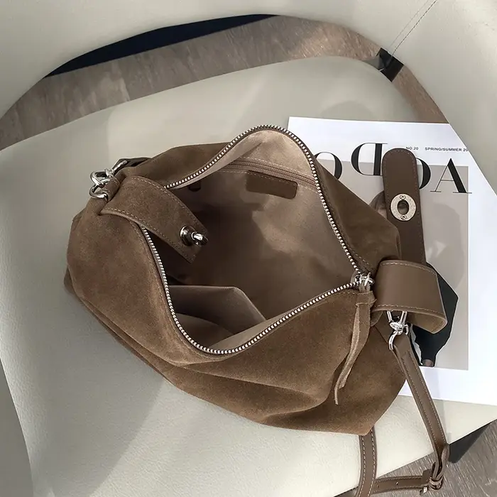 Sac à main en daim pour femmes, sac en cuir de vache souple, sac à bandoulière Unique pour dames, pr
