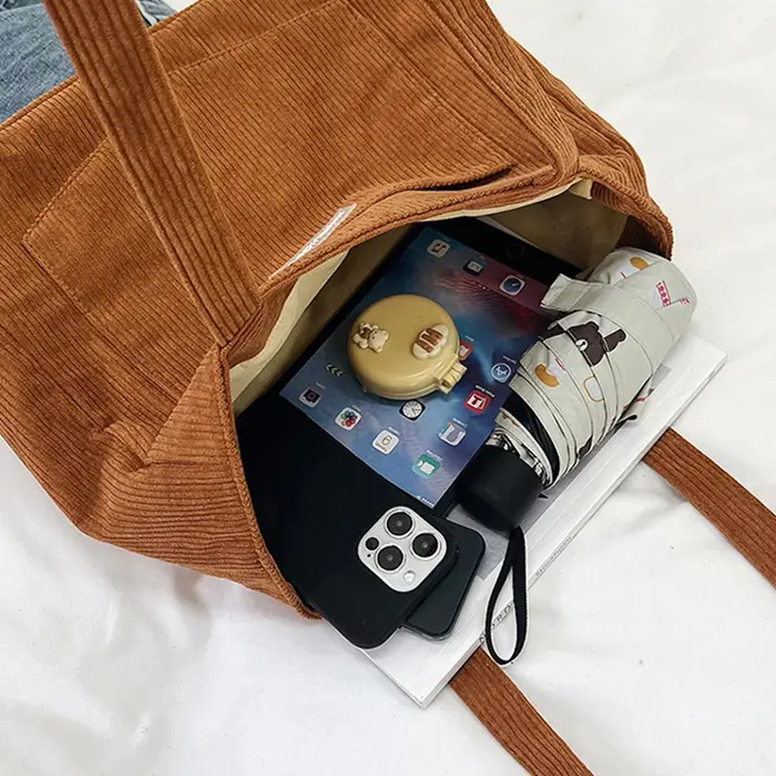 Sac à bandoulière en velours côtelé pour femmes
