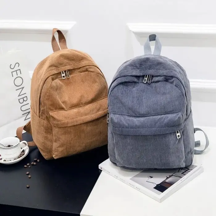 Nouveaux sacs à dos en velours côtelé pour hommes et femmes avec style universitaire
