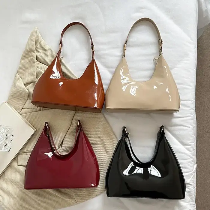 Sac à bandoulière Vintage brillant en cuir PU pour femmes