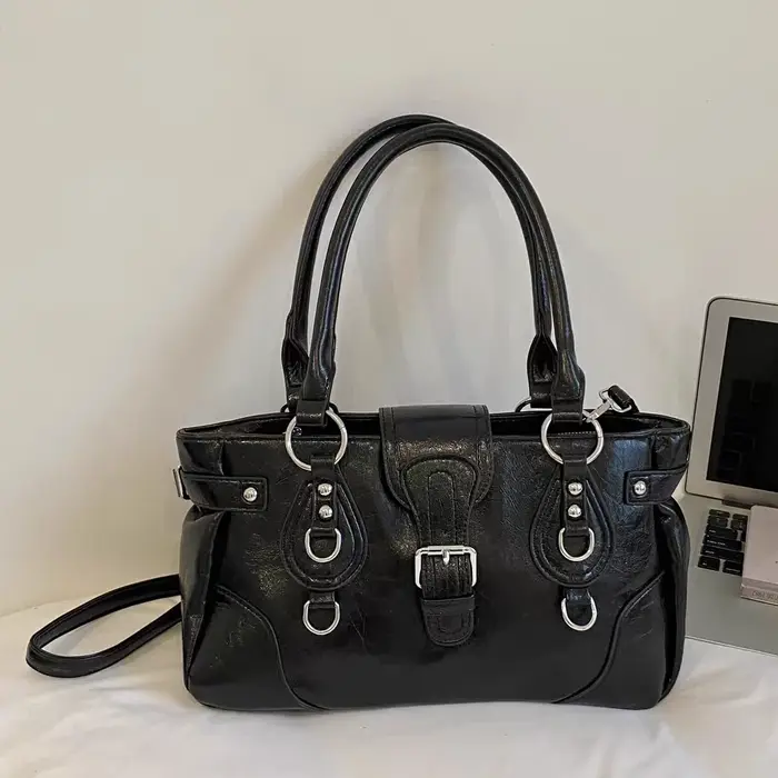 Sac à main Hobo, sac à bandoulière pour femme style motard