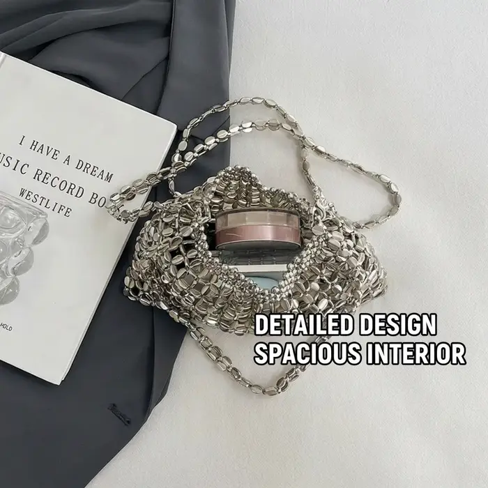Sac seau brillant argenté pour femme