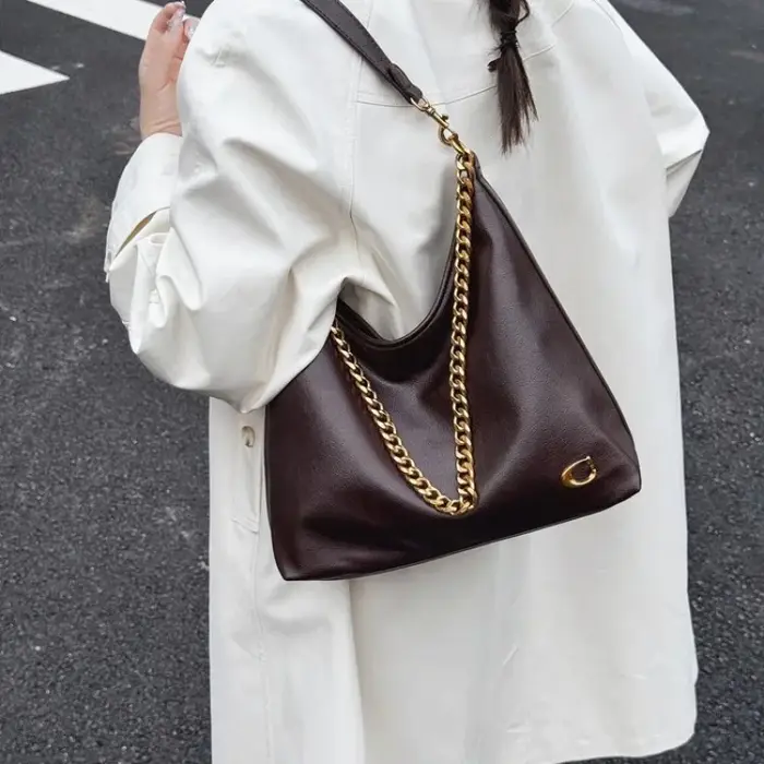 Sac à bandoulière en cuir fin pour femmes