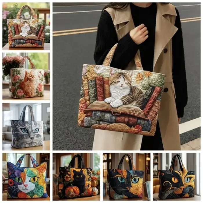 Sac fourre-tout pour femmes à motifs de chats