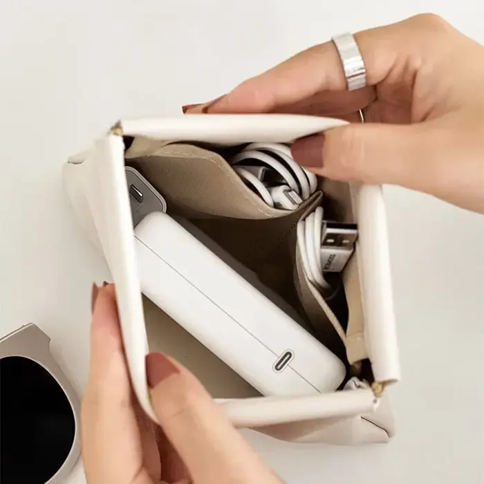Mini sac de rangement de maquillage en cuir PU Simple pour rouge à lèvres