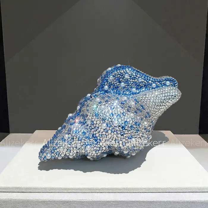Sac de soirée Alizekerr 3D en forme de coquillage avec strass pour femme 2026 – Magnifique sac à mai