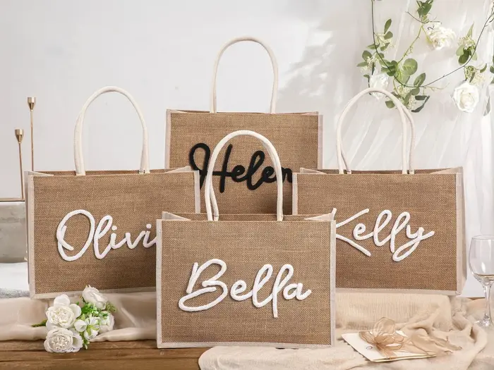 Sac fourre-tout en toile de jute personnalisé