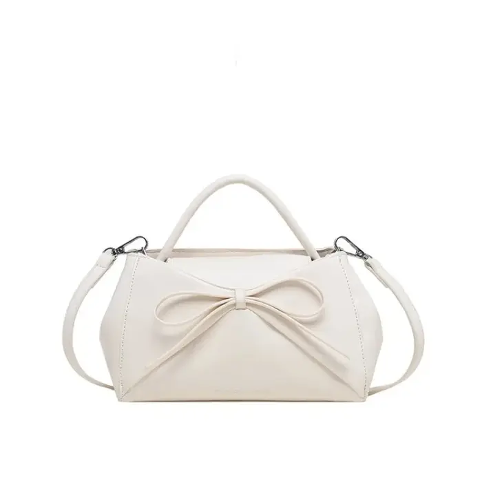Sac à main mini trapèze élégant en PU souple avec grand nœud décoratif
