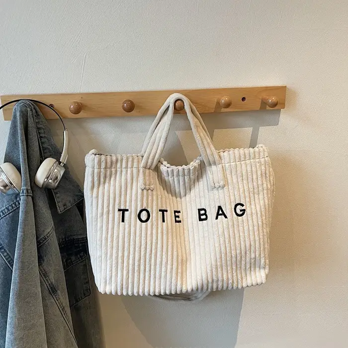 Sac fourre-tout en velours côtelé pour femmes, sac à bandoulière de loisirs Simple, grande capacité,