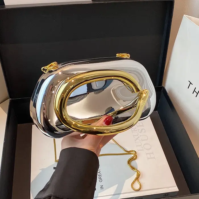 Boîte de fermeture en or pochette femmes soirée de mariage mignon sac à main sac