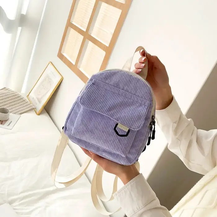 Mini sac à dos en velours côtelé pour femmes