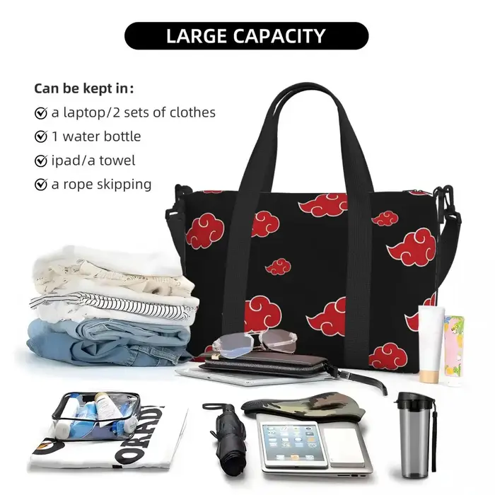 Sac de voyage de plage nuage noir et rouge personnalisé