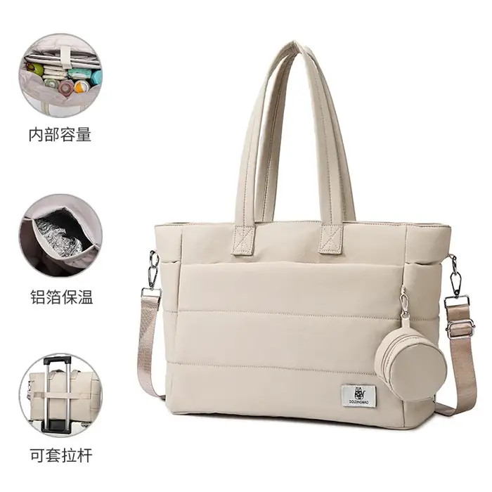 Sac pour femmes couleur unie sac fourre-tout trajet collège rembourré sac à bandoulière loisirs Simple femme sacs à