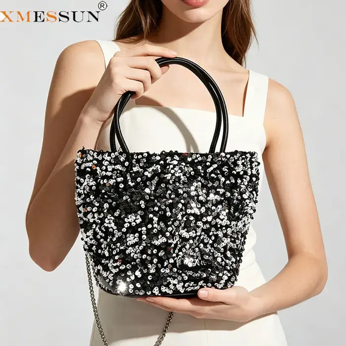 XMESSUN Nouveau sac seau à paillettes pour femmes