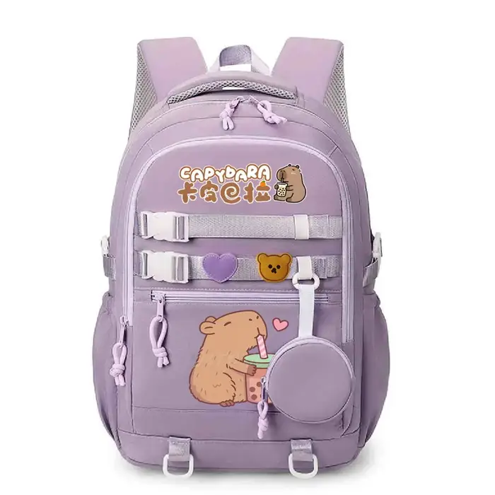 Mignon dessin animé Capybara bulle thé graphique école sacs à dos pour femmes filles ordinateur portable sac adolescent