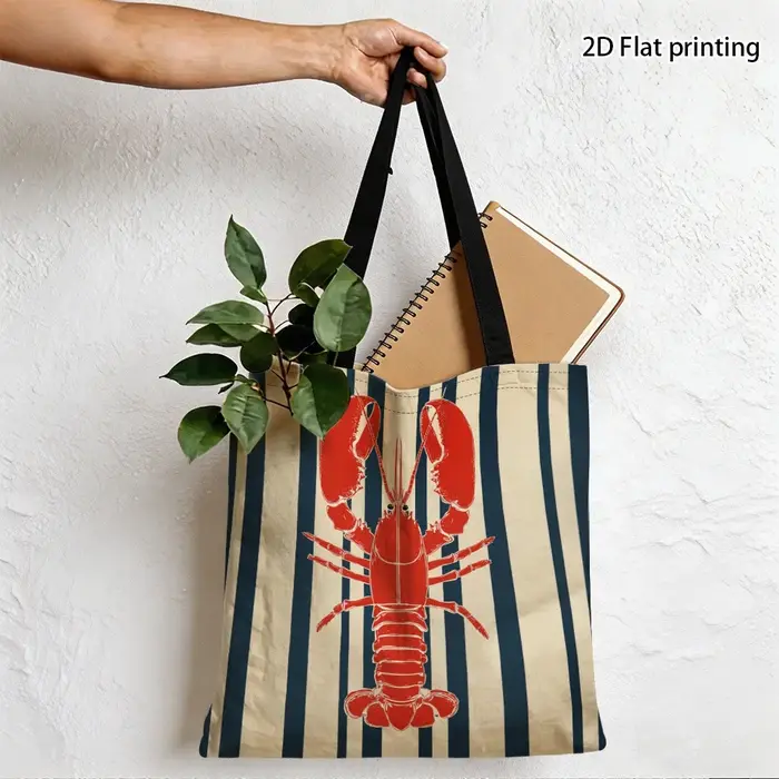 Sac fourre-tout tendance avec illustration de rayures de homard rouge