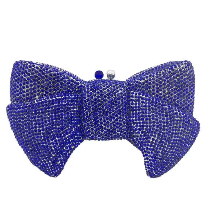 Boutique De FGG argent Bow strass pochette pour femmes sac à main De soirée et sac