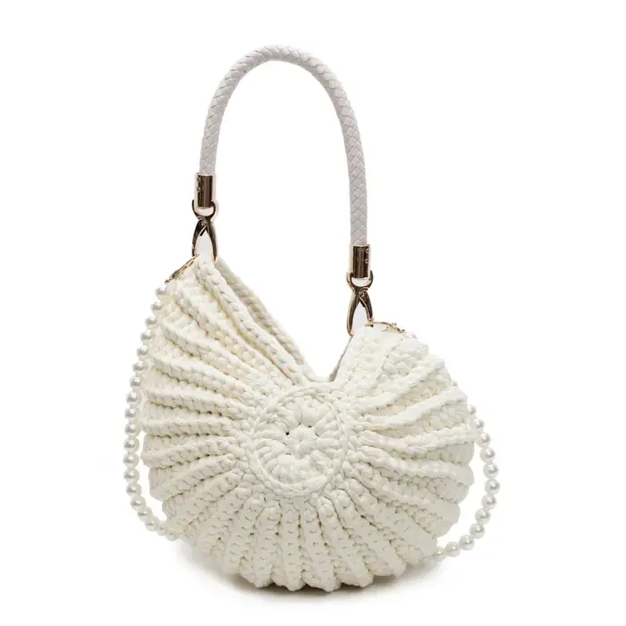 Sacs à bandoulière en Crochet en forme de conque créative pour femmes, jolis chaînes de perles, tiss