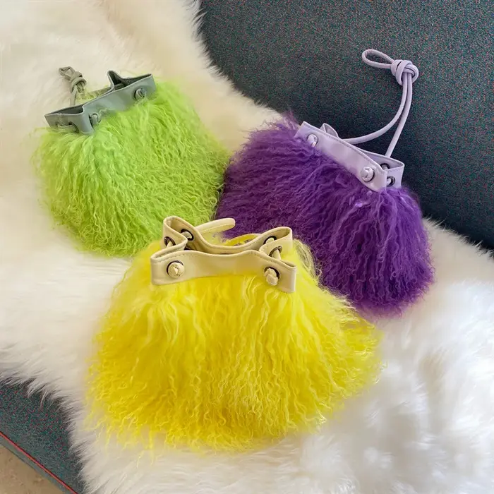 Nouveau Sacs à main en fourrure mongole femmes sac seau