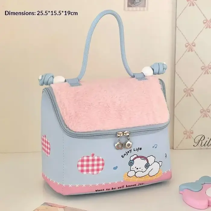 Sac de maquillage portable de grande capacité, motif maison de dessin animé, sac à main pour femmes,