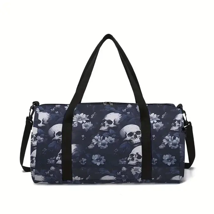 Sac de voyage grande capacité motif crâne floral pour garçons et filles – Meilleurs cadeaux – Sac de