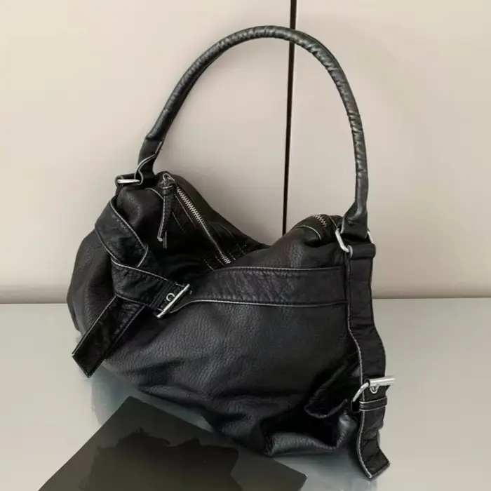 Sac fourre-tout rétro en cuir pour femme
