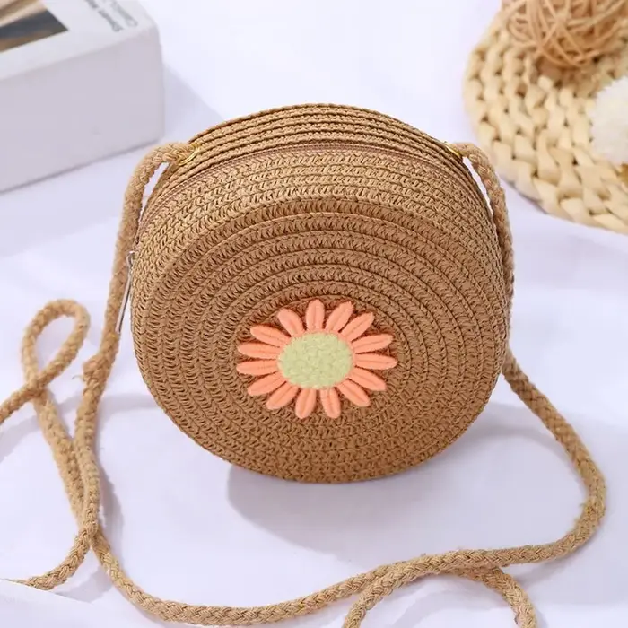 Sac à main rond en rotin pour femmes