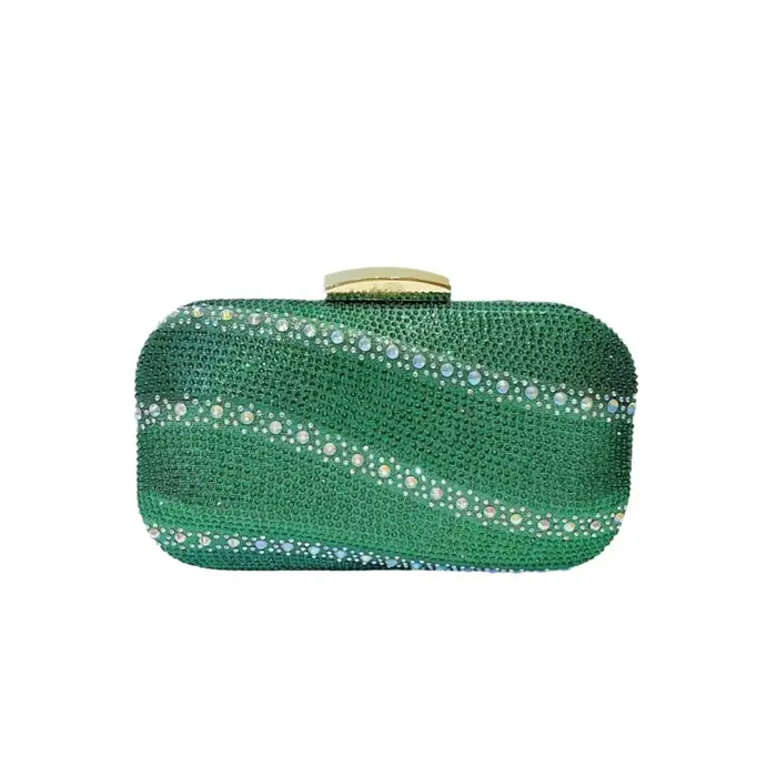 Pochette de soirée vintage vert émeraude ornée de strass