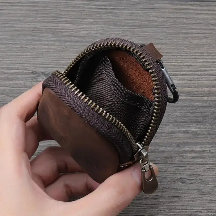 Mini pochette rétro en cuir PU avec fermeture éclair pour pièces de monnaie