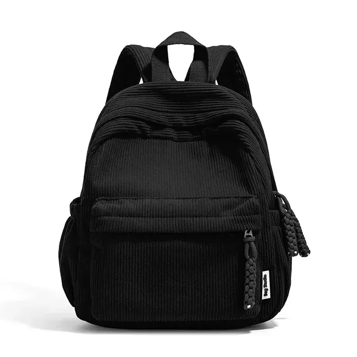 Sacs à dos classiques en velours côtelé pour femmes, couleur unie, doux, de haute qualité, poche int