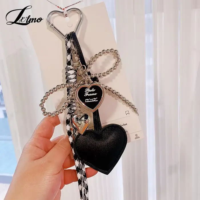 Porte-clés à pampilles en forme de cœur d'amour, breloque de luxe, fait à la main, créatif, nœud papillon, mignon, brillant, accessoires de sac