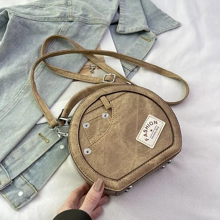 Sac à Main Rond Rétro à Bandoulière pour Femme, Mini Petit Sac Classique à Poignée en PU, Fourre-Tou