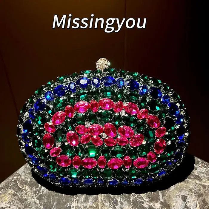 Sac à main en diamant, pochette ovale de banquet