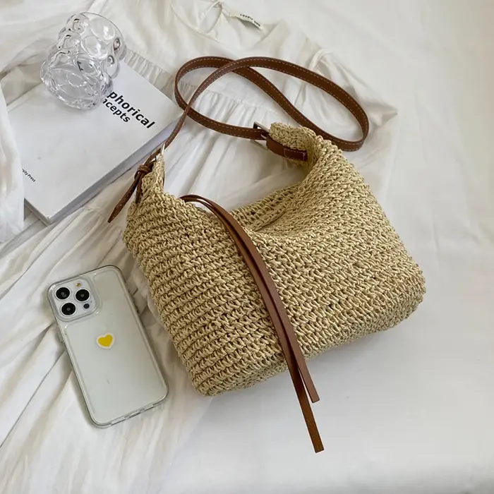 Sac d'été en paille tissée pour femmes