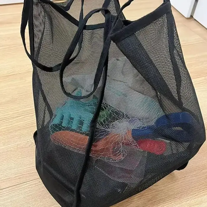 Sacs à bandoulière surdimensionnés pour femmes, fourre-tout en tissu maille ajouré multi-poches, gra