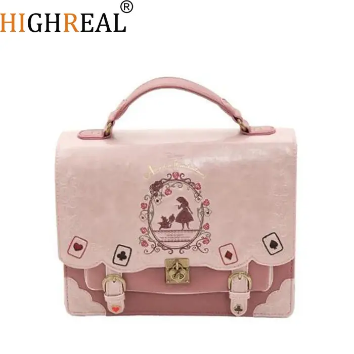 Alice au pays des merveilles sacs à bandoulière Axes Femme sac d'école Vintage cartes à jouer sac à main en cuir J212