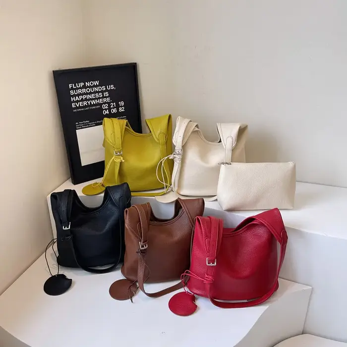 Sac Seau Coréen Rétro à Motif Litchi pour Femme, Grande Capacité, Été 2025, Sac à Bandoulière Unique Décontracté pour Trajet Quotidien