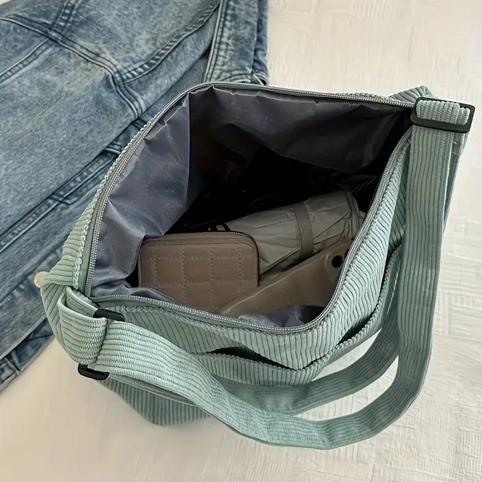 Sac à bandoulière en velours côtelé pour femmes