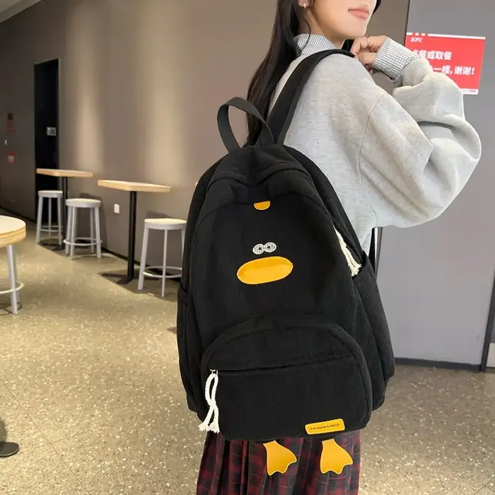 Sac à dos imperméable en velours côtelé pour femme